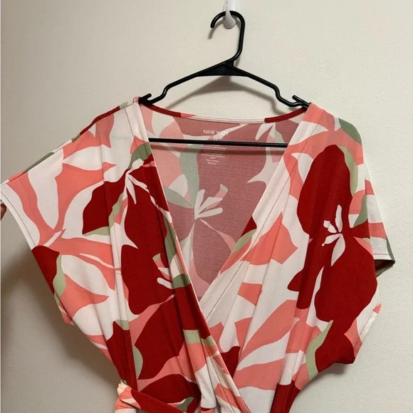 Nine West Red and Pink Floral Midi Dress - Picture 4 of 5